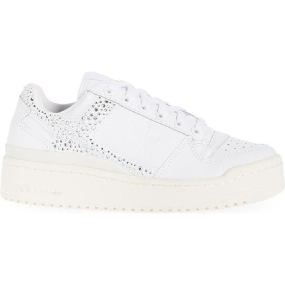 ADIDAS Forum Bold white leather crystal Platform Sneakers size 9.5